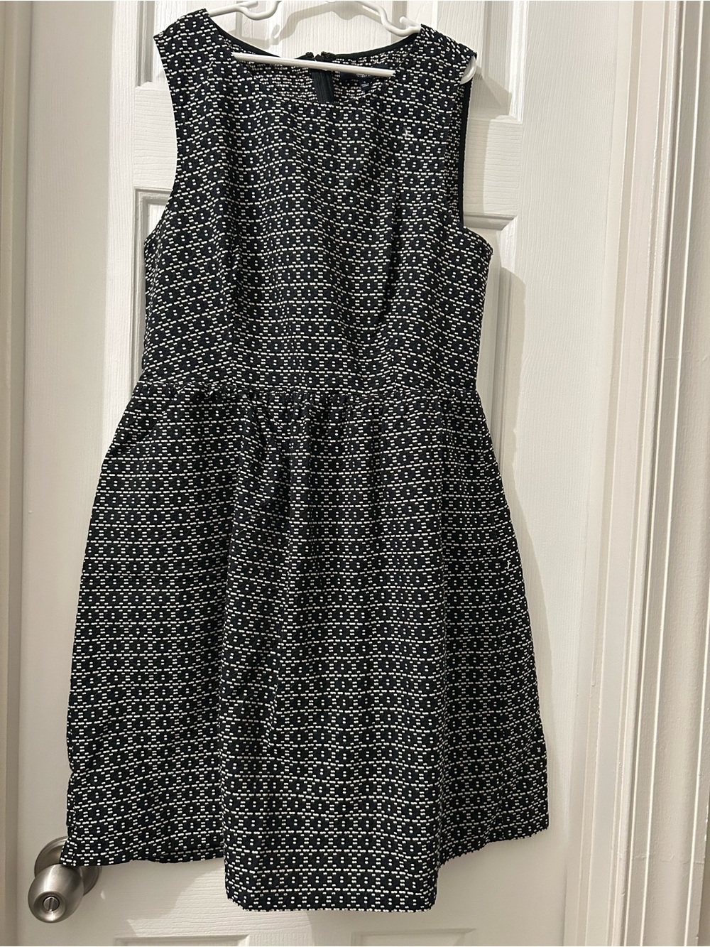 Madewell Black & White Sleeveless Fit-and-Flare Dress